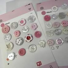 6/12/18/24/32/38/46/52/58/66/72/78/86/92/100Pcs Random Style Pink Buttons, Multiple Styles Randomly Distributed, DIY Handmade Buttons Suitable For Cardigans, Sweaters - Multi-Functional Versatile Decorative Buttons, Pink Series Loved By Women, Clothing Embellishment Decorative Buttons - Random Styles - View 7