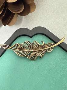 Vintage Leaf Rhinestone Brooch Rose Gold Plated Lapel Pin Alloy Jewelry For Women Shirt Coat Suit - Gray - View 1