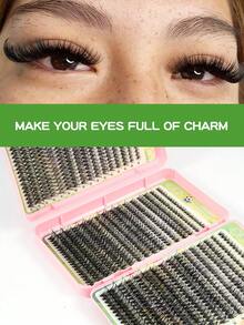 World Cup Theme False Eyelashes Fan Party Makeup Lashes 960PCS Reusable, Natural Makeup Effect, 10-16mm Mixed Lash Clusters, Lash Clusters, Individual Lashes, False Eyelashes - D - View 2