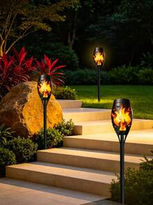 Realistic Flickering Flame Solar Lights, 2/6/10 Pcs LED Torch Style Lamps, Creative Landscape Decor Lights, Works As Underwater And Path Lights, Great For Patio, Lawn, Walkway, Yard And Backyard Outdoor Decoration - Warm Light - View 6