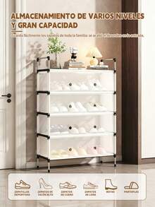 Double Shoe Rack Organizer With Waterproof Fabric Cover, 8-Tier Steel Frame Shelf, 8-Tier Canvas Shoe Rack, Shoe Cabinet, Freestanding Shoe Organizer For Living Room And Hallway, Can Store 36 Pairs Of Shoes With Dustproof Cover. - 銀色 - 查看 4
