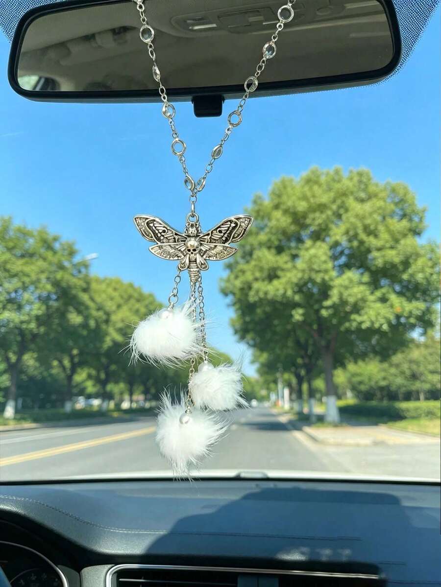 熱銷汽車內飾裝飾吊飾 - 個性化心形毛球吊飾,適用於汽車後視鏡 - 多功能汽車配件 - A - 查看 1