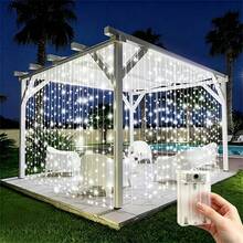 LED Curtain Lights, 8 Modes Fairy Lights, Button Control, Suitable For Indoor Use - Battery Box, Perfect For Christmas, Wedding, Party, Garden, Living Room Curtain Decoration String Lights - Battery Box Curtain Light - View 4