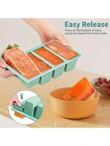 1pc Silicone Freezer Tray With Lid - Durable Kitchen Storage Container For Soup, Broth And Sauce - Stackable Light Blue Food Prep Box - Essential Kitchen Accessory - Multicolor - View 5