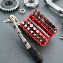 Juego de 34 piezas de destornillador de trinquete reversible de 36 dientes mini, para espacios estrechos, llave rápida de avance y retroceso, juego de puntas Torx y hexagonales! - 34 juegos de herramientas de reparación - Ver 7