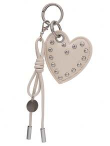JRESSIAL Punk Heart Shaped Bag Charm, Casual Fashion Keychain Accessories - Ivory - View 1