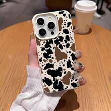 TPU Cow Print Pattern 1pc TPU Material Fashionable High-End Contrast Color Cow Print Pattern Phone Case Compatible With Iphone 17 Pro Max/17/16 Pro Max/15/13/12/11, , Full Coverage Anti-Drop Soft Shell Phone Protective Cover, - White - View 4