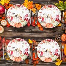 - Platos de papel de calabazas de otoo, hojas de calabaza rsticas, plato de desechable de pulgadas, plato de postre de otoo para cumpleaos, shower, suministros para - 24 - Ver 8