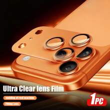 Yezodawee Protector de lente de cámara de aleación naranja, película protectora de vidrio templado de metal para lente de cámara compatible con iPhone 17 Pro Max/17 Pro, a prueba de roturas, adhesión fuerte, adecuado para funda de teléfono, protector de pantalla de cámara trasera de vidrio templado de metal, regalo de primavera - Naranja - Ver 1