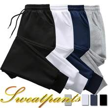 Pantalones largos sin estampado para hombre y mujer, pantalón de chándal informal holgado a la moda para exteriores, Fitness, trotar, con cordón, para uso diario - Blanco - Ver 2