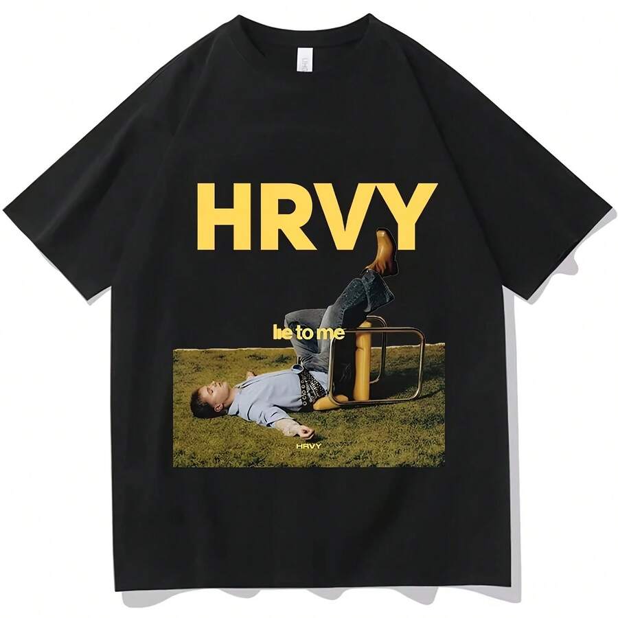 Camiseta HRVY Lie To Me 2026 para Hombre y Mujer, Estilo Harajuku, Cuello Redondo, Informal, de Algodón Puro, con Diseño Gráfico, Regalo, Estética Urbana - Multicolor - Ver 1