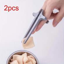 2pcs Reusable Finger Forks, Snack Clips For Potato Chips, Hands-Free Kitchen Tool, Suitable For Home And Dorm, Kitchen Gadget - Multicolor - View 2