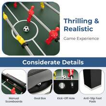 COSTWAY 4-In-1 Combo Game Table Set, Interactive Multi Game Table With Soccer, Air Hockey, Billiards & Table Tennis, Tabletop Football Table For Bars, Game Rooms, Family Night, Parties, Black/Natural - Black - View 3