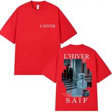 Rapper L'HIVER Saif Album 2025 Graphic T Shirt Men Gothic Hip Hop Short Sleeve T-Shirts Vintage Cotton Tee Fans Streetwear - 白色 - 查看 5