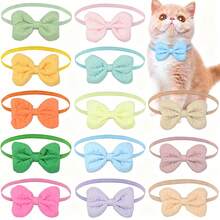 4pcs Macaron Pastel Color Padded Bow Tie Collar Set, 3pcs Earth Tone Neutral Padded Bow Tie Collar Set, Adjustable Pet Neck Band For Cats & Dogs, Cute Variety Pack - Multicolor - View 8