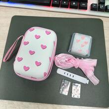 6pcs Colorful Heart/Cow Print Hard Shell Cable Organizer Set, Includes Storage Bag/Charging Case/Cable Clip/Pleated Chiffon Cable/Cable Protector, With Carrying Strap Ultra Portable, Used For CCD, Charger, Data Cable Partitioned Storage, Easy To Find Things When Going Out, No More Messy Bag - Multicolor - View 14