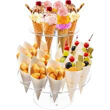 Acrylic Ice Cream Cone Rack, Single Layer 16-Hole/Double Layer 24-Hole Acrylic Waffle Cone Display Stand, Cupcake Cone Rack, Hand Roll Sushi Popcorn Rack - Perfect For Parties, Events And Dessert Bars, Birthday Parties, Weddings, Christmas, Flower-Shaped Transparent Food Display Stand - Multicolor - View 2