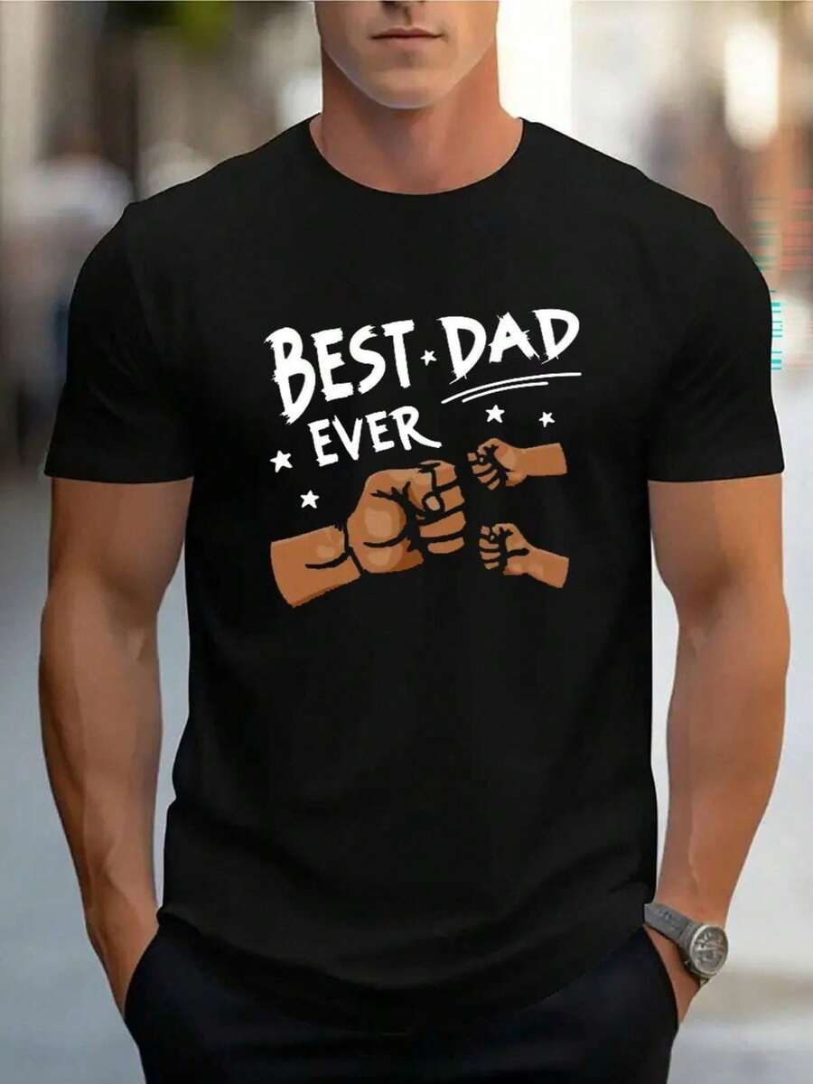 Camiseta S cómoda de cuello redondo, informal, de manga corta, suave y transpirable, para verano y primavera, estilo urbano, con estampado de letras. Camiseta de manga corta para hombre, ver - Negro - Ver 1