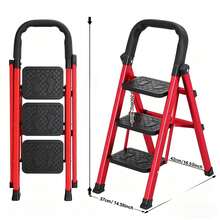Multifunctional Folding Household Ladder, With A Load Capacity Of 500 Pounds, Is , Sturdy, Convenient, And Stylish, With Perfect Dimensions, Equipped With A Ty Lock, Anti-Slip Foot Pads, And A Three-Layer Anti-Rust Design - 方頭3步 - 查看 12