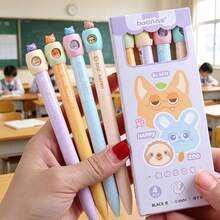 4支动物主题中性笔,笔身颜色鲜艳,笔帽卡通设计可爱,0.5毫米黑色墨水,书写流畅速干,适合家庭、办公室、学校使用。 - 套裝 - 查看 3