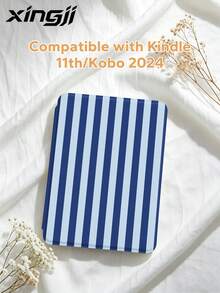 1pc Navy Blue Striped/Plaid Pattern E-Book Protective Case, Compatible With Kindle Youth/Kindle NK 11/Paperwhite 5, (A16) 11 Inch 11th Generation 2025 Accessories, Compatible With IPad 10.2 Inch 10th Generation Protective Shell, With Auto Wake/Sleep Function, Lightweight And Convenient, Perfect Fit To Protect Your Tablet/Reading Device - Multicolor - View 7