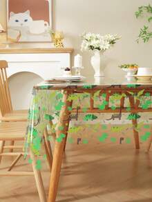 1 pieza Mantel de PVC con estampado de dinosaurio lindo, impermeable, resistente al aceite & resistente a las manchas, mantel rectangular para mesa de comedor, adecuado para restaurante - Multicolor - Ver 6