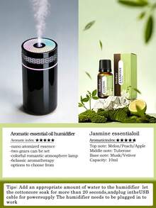 250ml Black/White Car Humidifier: Auto Shut-Off, Dual Air Purification, USB Interface, Mini Ultrasonic Essential Oil Diffuser, 7-Color LED Light, 6 Fragrance + Essential Oil Set, Multi-Pack. Suitable For Car/Office/Bathroom/Pet/Bedside/Hotel. - A - View 30