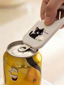 Cute Black Cat Pattern 3-In-1 Multi-Function Bottle Opener/Cap - Non-Slip Effortless Beer Bottle Cap And Can Opener Tool, Essential Home Kitchen Gadget, Combines Home And Party Decor Function, Ergonomic Design, Perfect Gift For Family, Friends, Teachers, Vacation Essential, Beach Essential - Multicolor - View 4