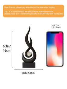1pc Black Flame Statue Ornament, 11.8 Inch Abstract Resin Sculpture, Suitable For Modern Home Decor, Minimalist Artwork, Bookshelf, Coffee Table Or Dining Table Centerpiece (No Electricity Required) - Black 1pc - View 10