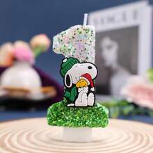 Number Birthday Candles 0-9, Green Glitter Cake Topper, Cute Cartoon Decorative Candles, Birthday Party Supplies, Children And Adult Anniversary Celebration Decoration - 1pc - View 4