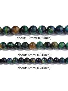 Natürliche Galaxie Blau-Grün Tigerauge Perlen für Schmuckherstellung, 6/8/10mm lose Steinperlen für Schmuckherstellung DIY Halskette Armband Zubehör - Verschiedenfarbig - Übersicht 4