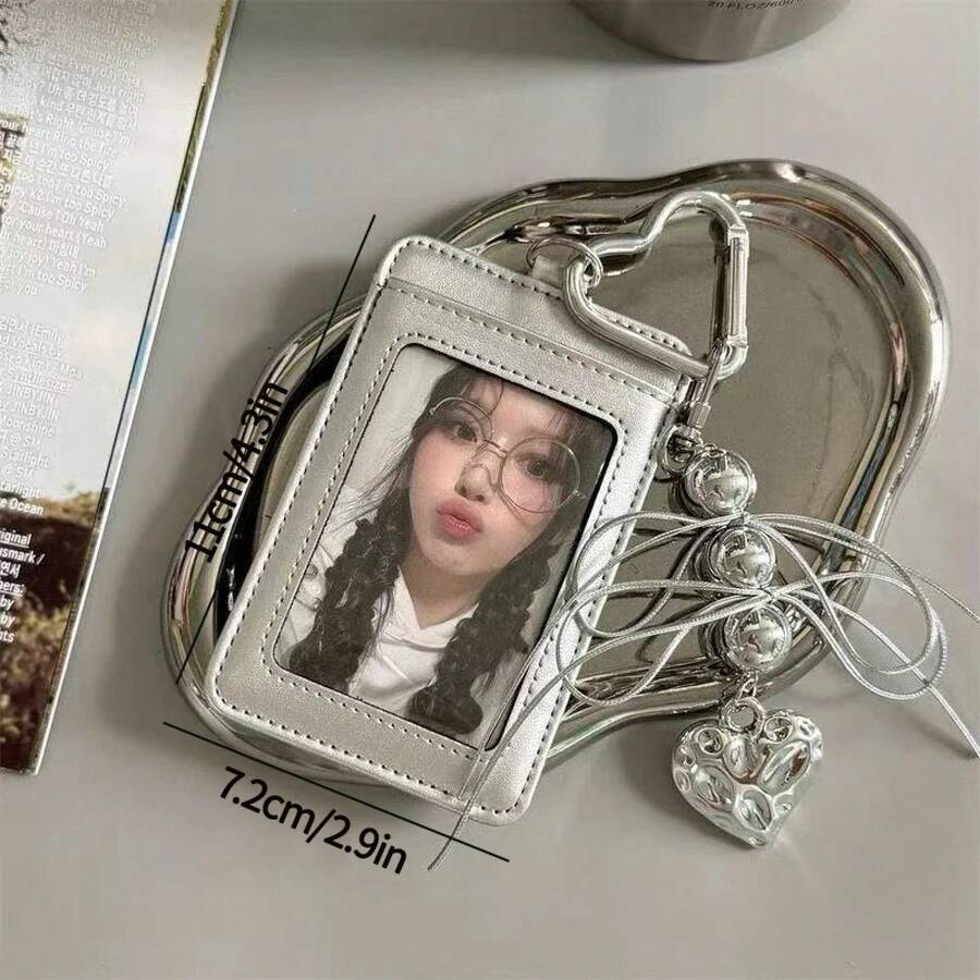 Photocard Storage Album, 3-Inch Photo Album, Idol Merchandise, Keychain With Screen Protector, Small Card Collection Album. - Orange - View 1