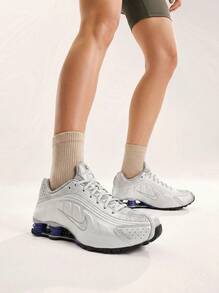 Nike Shox R4 - White/Metallic Silver/Deep Royal Blue/White - View 1