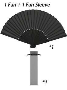 1/3/5/10 piezas Abanico plegable clásico negro, marco de bambú, adecuado para estilo chino o español, ideal para bodas, fiestas, actuaciones, baile, decoración del hogar, festivales, cumpleaños y regalos de graduación - Multicolor - Ver 12