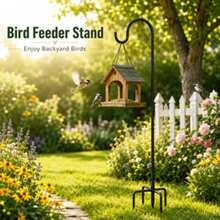 WIXHFG 2/4 Piece Heavy-Duty Shepherd's Hook Outdoor Garden Stand, With Five-Prong Base - Sturdy Iron Bird Feeder Stand, Suitable For Hanging Plant Baskets, Solar Lanterns, Outdoor Plant Hangers - Easy To Install, Wide Base Provides Stability - 2-pack - View 2