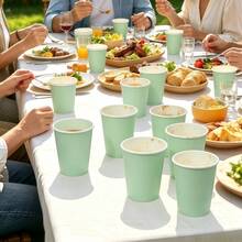 50/40/30/25/20/10/5pcs Paper Cups, Party Cups, Sage Green Paper Cups, Cold Drink Cups And Coffee Cups, Party Drinkware, Suitable For Birthday Parties, Weddings, Mother's Day - Light Green - View 6