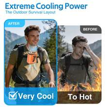 W&O Protable Cooling Neck Fan | Waist Fan | Desk Fan - 18000RPM Powerful Brushless Motor, Four Speed Adjustment, Large Capacity Ultra Long Rechargeable Battery, LED Light Power Display, LED Flashlight - Camping Gear And Equipment, Heat Relief - trái cam - Xem 7