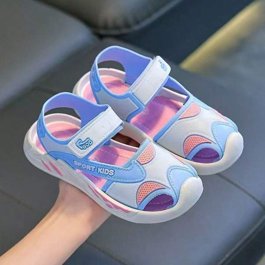 Boys' Breathable Hollow Hook And Loop Casual Soft Bottom Sandals, Summer