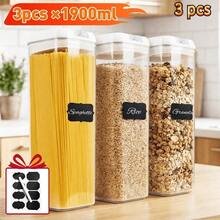 3/4/5/6/7pcs Plastic Food Storage Box Crimp Cover, Food Storage Container With Lid, Cereal, Leak Proof, , Organization And Storage, For Grain, Nuts, Snack, Cookie, Fruit And Sugar, For Kitchen, Storage Organization, Gifts - 3pcs * (Container and Lids) - View 1