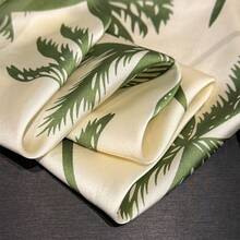 1pc Summer New Beach Style Palm Tree Women's Silk Scarf, Daily Outing, Travel Headscarf, Square Breathable Decorative Accessory - Green Palm Trees - View 4