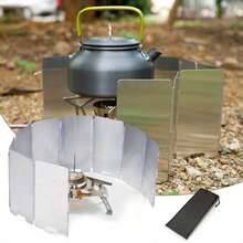 Ultralight Foldable Camping Stove Windshield, 8-Plate Stainless Steel Windscreen, Windproof & Heat Gathering Shield For Outdoor Camping Cooking  - Multicolor - View 10