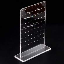 72-Hole Earring Holder, Acrylic Stud Earring Stand, Transparent Acrylic Earring & Lip Piercing Display Rack, Jewelry Display Stand, Storage Organizer, Women's Travel Essential, Back To School Dorm Storage, All-Season Desktop Decor - Transparent - View 5