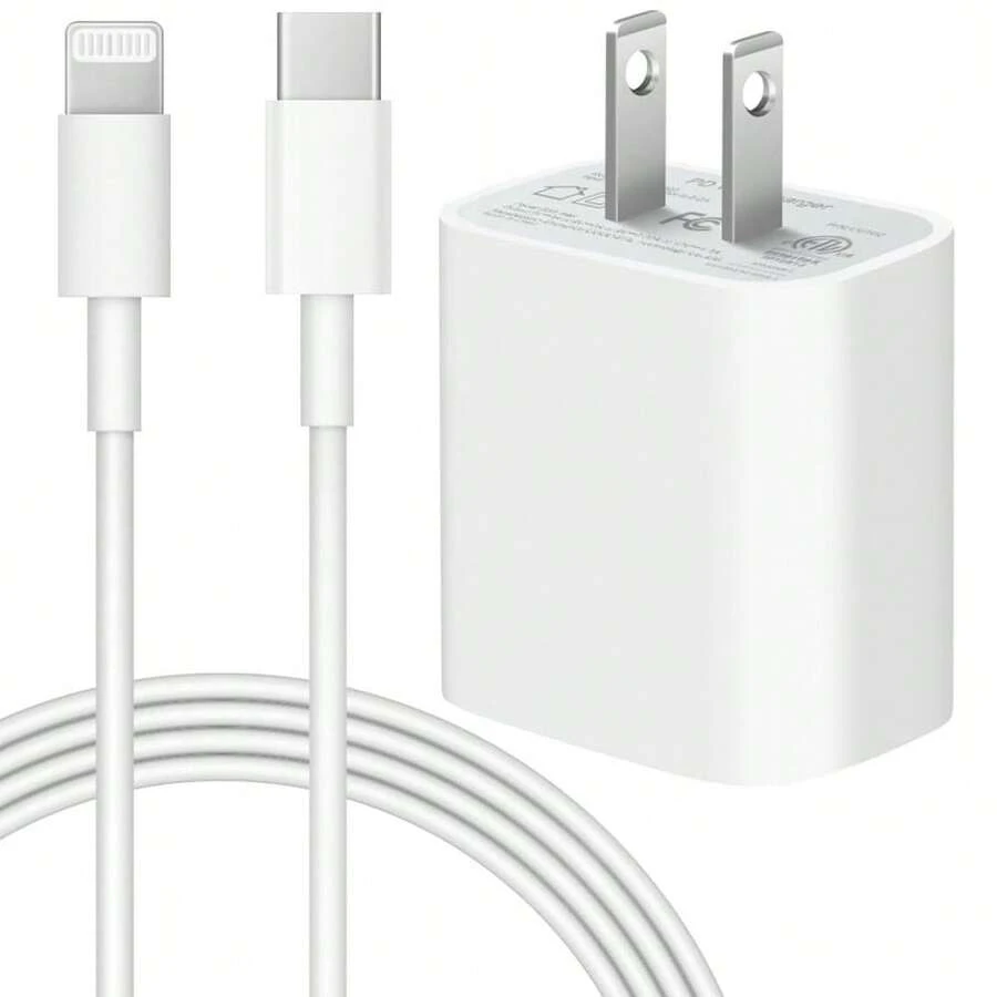 US Plug PD 20W Fast Charging Wall Adapter + 3.3ft/100cm High-Efficiency Data Transfer Fast Charging Cable Compatible With IPhone 14 Pro Max/14 Pro/14 Plus/14/13/12/11/XS/XR/8/7/6/ Series - US A Type Plug(110-127V) - View 1