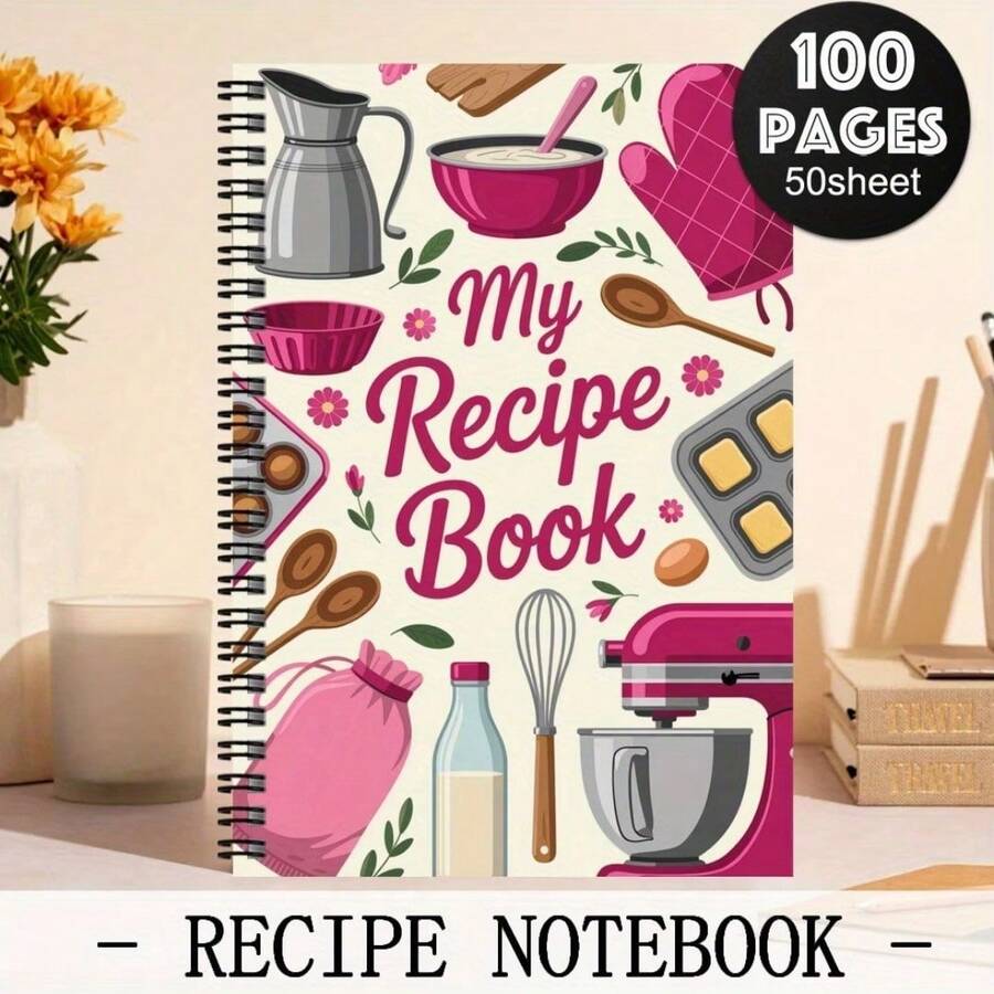 1 pieza Cuaderno espiral divertido de recetas, Colecciona tus recetas favoritas, Manual de recetas colorido, Libro de notas de cocina, Planificador de recetas saludables (Unisex), Libro de planificación de recetas familiares, Registros de cocina, Registros de horneado - D - Ver 1