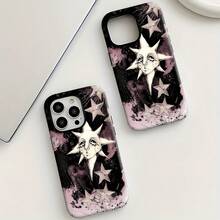 **Funda para teléfono con diseño de estrellas, compatible con Samsung, Apple, VIVO, OPPO, , Transsion, ,  y Honor. Fabricada en TPU, ofrece protección contra golpes y caídas. Un regalo perfecto para amigos y familiares.** - Negro - Ver 7