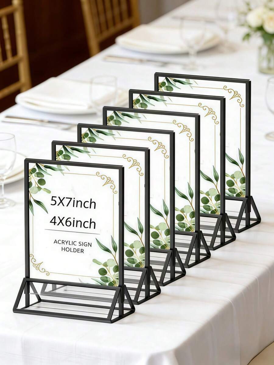6個/4個 4x6/5x7 英吋壓克力告示牌架 - 雙面桌面相框,適用於婚禮桌號、餐廳菜單、聖誕照片、畢業、生日派對透明照片/價格/菜單展示架 - 多色 - 查看 1