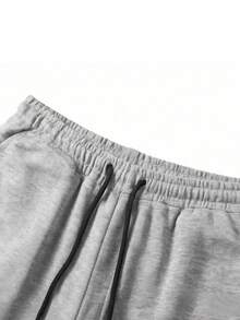 Celana Jogging Pria Ukuran Besar dengan Pinggang Elastis dan Tali Serut, Potongan Lebar, Warna Polos, Celana Panjang Kasual Olahraga dengan Potongan Lurus Longgar dan Jatuh Tinggi, Cocok untuk Pemakaian Sehari-hari, Olahraga, dan Hadiah. - Light Grey - View 8