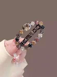 1pc Colorful Rhinestone Spring Clip Round Rhinestone Hair Clip Back Head Top Clip Hair Clip Horizontal Clip Ponytail Clip Women Hair Accessory,Clips For Hair - Multicolor - View 6