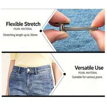 1pc/6pcs/12pcs [Random Style & Color] Denim Jeans Waist Extender Button, No Sewing Required, Spring-Loaded Elastic Waistband Expander Buckle - A - View 3