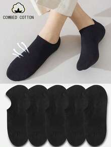 1/3/5/10/20 Pairs Men's Pure Cotton Invisible Short Socks, Black, Suitable For All Seasons, Breathable And Moisture-Wicking, Ideal For Sports, Business, Casual And Seasonal Outfits - Black - View 1